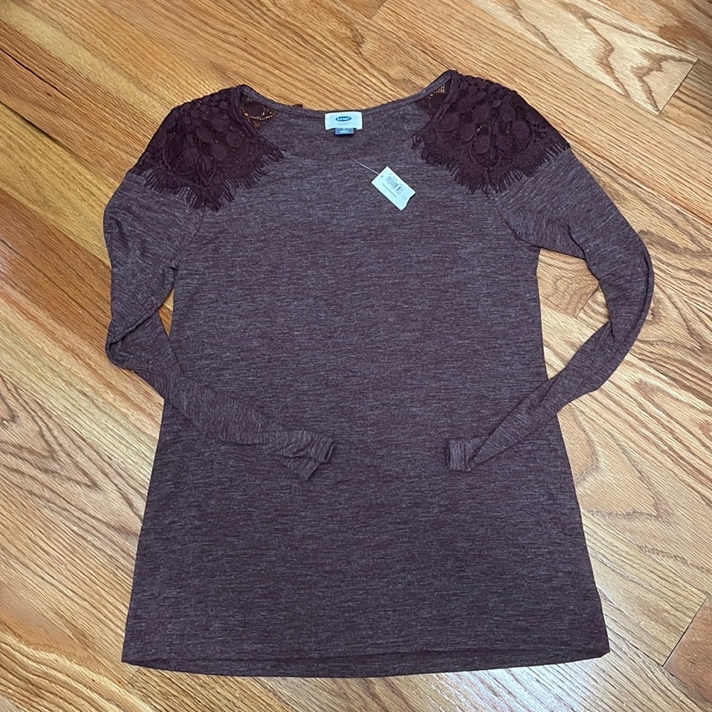 Old Navy - Purple Cotton and Lace Shirt - Size S - NWT